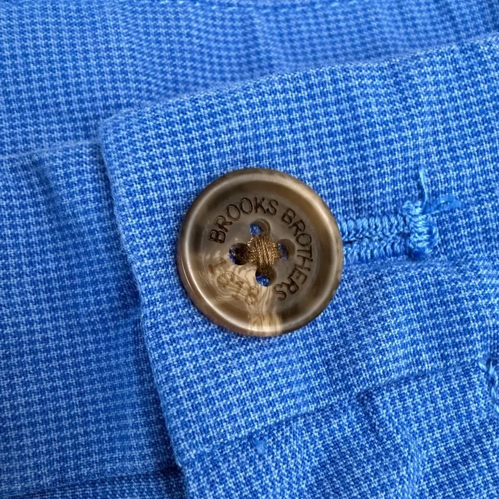 Brooks Brothers Blue Cotton Flat Front Shorts – Classic Casual Menswear Size W38